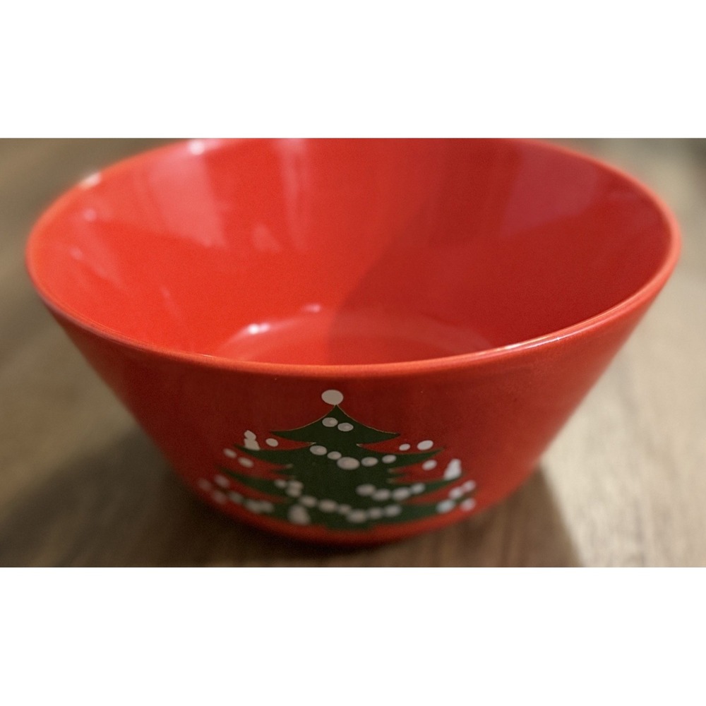 Vintage Waechtersbach Christmas Tree Red Ceramic Large 9" Serving Salad Bowl